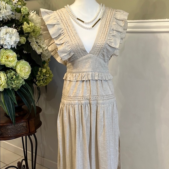 Spell Dresses & Skirts - Spell & The Gypsy Elegant Cream Ruffle Luxury Sparkly Tiered Maxi dress Small